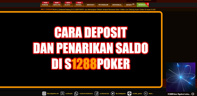 Cara Deposit dan Penarikan Saldo di S1288POKER