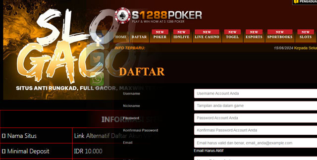 Link Situs Slot Gacor Hari Ini Terbaru Akun VIP S1288Poker